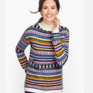 Talbots Multicolored Fair Isle Mockneck Sweater